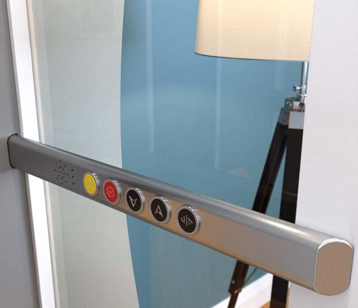 Illuminated in-car control panel on a Companion through-floor home lift