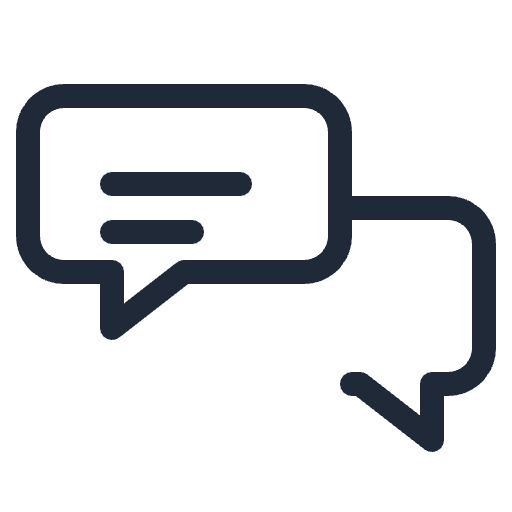 Outline icon of two speech bubbles representing customer feedback
