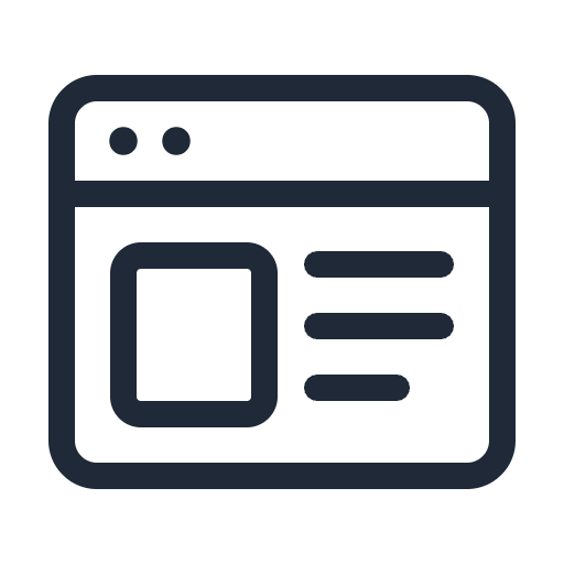 Outline icon of a clean web page layout representing an easy-to-use site