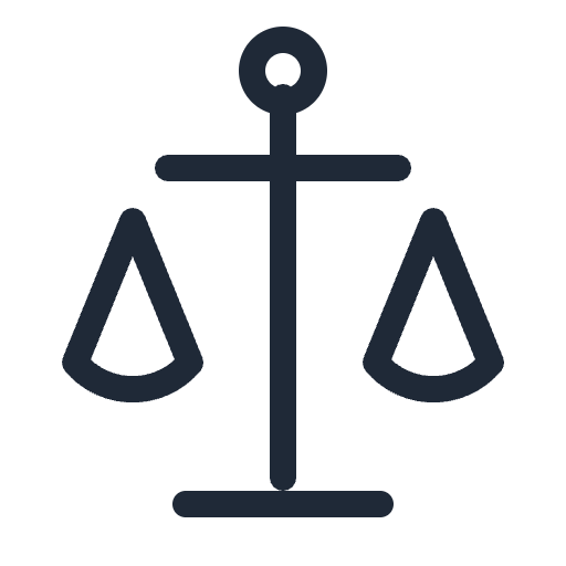 Outline icon of balance scales representing impartial comparison