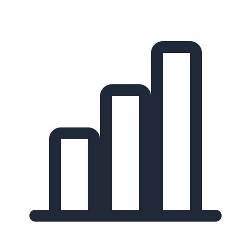 Outline icon of a bar chart representing research methodology