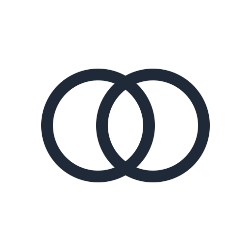 Outline icon of two interlocking rings representing partnership